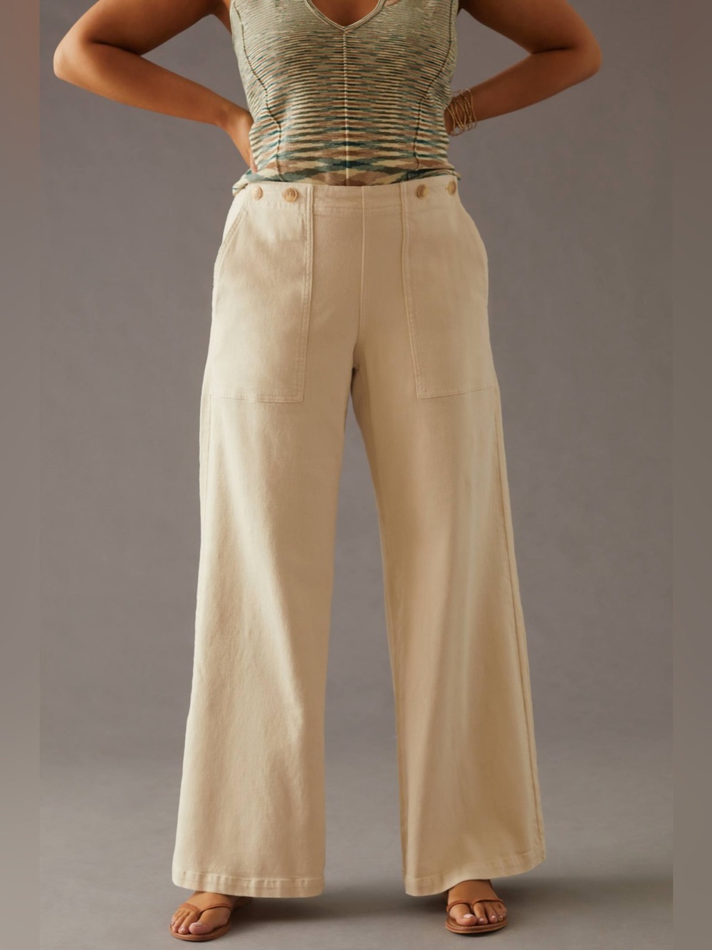 Pilcro The Kit High-Rise Wide-Leg Utility Trousers 20 cream corduroy clean girl - Picture 2 of 16